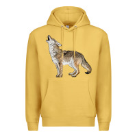 Antique Gold Howling Coyote Premium Hoodie - LillyAllenDesigns