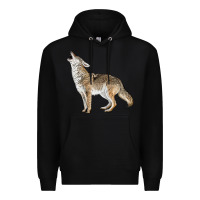 Black Howling Coyote Premium Hoodie - LillyAllenDesigns
