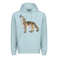 Blue Mist Howling Coyote Premium Hoodie - LillyAllenDesigns