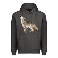 Charcoal Heather Howling Coyote Premium Hoodie - LillyAllenDesigns