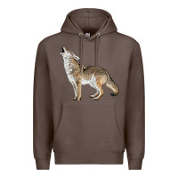 Coffee Howling Coyote Premium Hoodie - LillyAllenDesigns