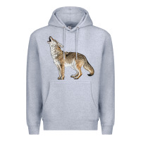 Heather Grey Howling Coyote Premium Hoodie - LillyAllenDesigns