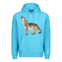 Ocean Blue Howling Coyote Premium Hoodie - LillyAllenDesigns