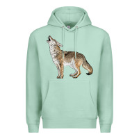 Seafoam Howling Coyote Premium Hoodie - LillyAllenDesigns