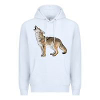 White Howling Coyote Premium Hoodie - LillyAllenDesigns