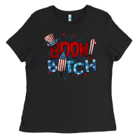 Black boom bitch 4th of july Ladies Tee - BarkalooDesign