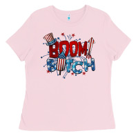 Bubblegum Pink boom bitch 4th of july Ladies Tee - BarkalooDesign