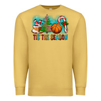Antique Gold Tis The Season Christmas With Basketball And Candy Cane Premium Sweatshirt - FaDigitalArtStudio