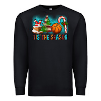 Black Tis The Season Christmas With Basketball And Candy Cane Premium Sweatshirt - FaDigitalArtStudio