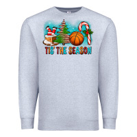 Heather Grey Tis The Season Christmas With Basketball And Candy Cane Premium Sweatshirt - FaDigitalArtStudio