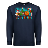 Navy Tis The Season Christmas With Basketball And Candy Cane Premium Sweatshirt - FaDigitalArtStudio