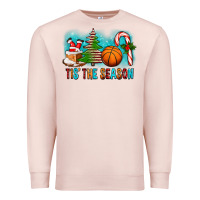 Pale Pink Tis The Season Christmas With Basketball And Candy Cane Premium Sweatshirt - FaDigitalArtStudio