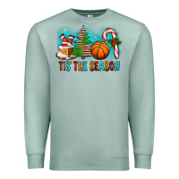 Seafoam Tis The Season Christmas With Basketball And Candy Cane Premium Sweatshirt - FaDigitalArtStudio