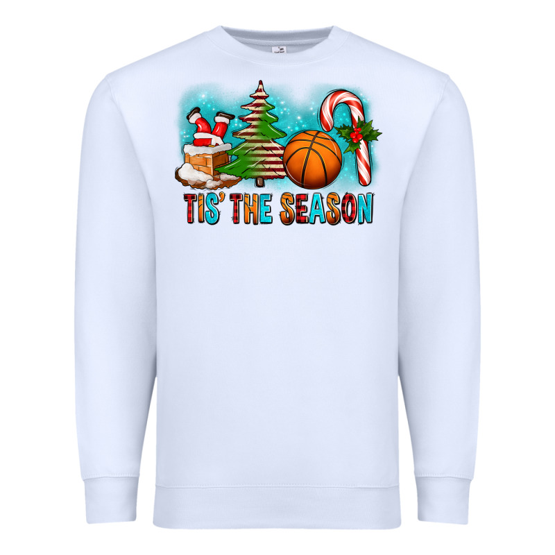 Tis The Season Christmas With Basketball And Candy Cane Premium Sweatshirt by FaDigitalArtStudio | Teevron