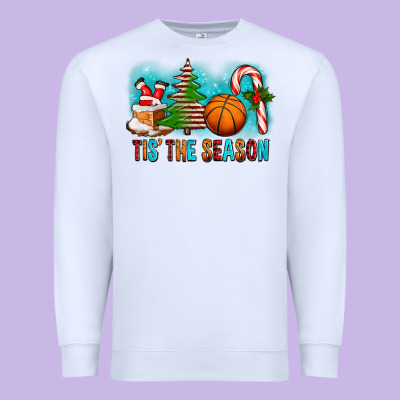 Tis The Season Christmas With Basketball And Candy Cane Premium Sweatshirt Designed By Fadigitalartstudio