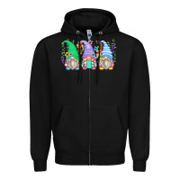 Black floral gnomes Zipper Hoodie - Zillion Design Studio