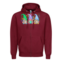 Burgundy floral gnomes Zipper Hoodie - Zillion Design Studio
