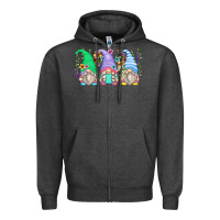 Charcoal Heather floral gnomes Zipper Hoodie - Zillion Design Studio