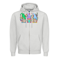 Dove Grey floral gnomes Zipper Hoodie - Zillion Design Studio