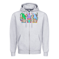 Heather Grey floral gnomes Zipper Hoodie - Zillion Design Studio
