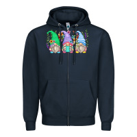 Navy floral gnomes Zipper Hoodie - Zillion Design Studio