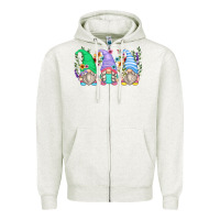 Oatmeal Heather floral gnomes Zipper Hoodie - Zillion Design Studio