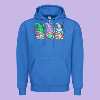 Floral Gnomes Zipper Hoodie Designed By Zillion Design Studio