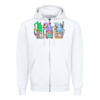 White floral gnomes Zipper Hoodie - Zillion Design Studio