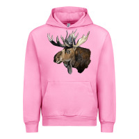 Fuchsia Pink moose buck deer head Urban Hoodie - LillyAllenDesigns