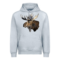 Heather Grey moose buck deer head Urban Hoodie - LillyAllenDesigns
