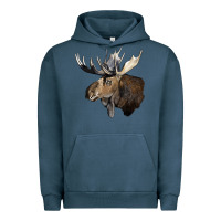 Pigment Midnight Navy moose buck deer head Urban Hoodie - LillyAllenDesigns
