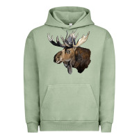 Pigment Oil Green moose buck deer head Urban Hoodie - LillyAllenDesigns