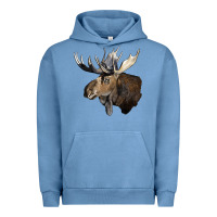 Pigment Pebble Blue moose buck deer head Urban Hoodie - LillyAllenDesigns