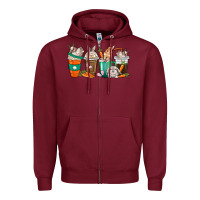 Burgundy rabbit coffee cups Zipper Hoodie - texasbilliewilder