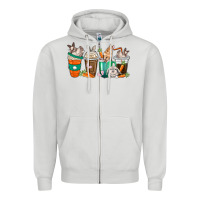 Dove Grey rabbit coffee cups Zipper Hoodie - texasbilliewilder