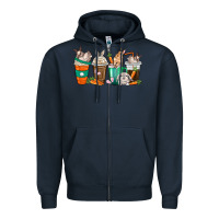 Navy rabbit coffee cups Zipper Hoodie - texasbilliewilder