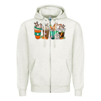 Oatmeal Heather rabbit coffee cups Zipper Hoodie - texasbilliewilder