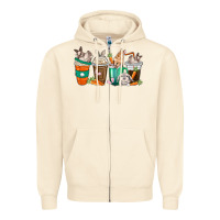 Sandshell rabbit coffee cups Zipper Hoodie - texasbilliewilder