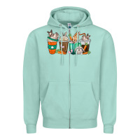 Seafoam rabbit coffee cups Zipper Hoodie - texasbilliewilder