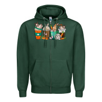 Sports Green rabbit coffee cups Zipper Hoodie - texasbilliewilder