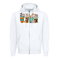 White rabbit coffee cups Zipper Hoodie - texasbilliewilder