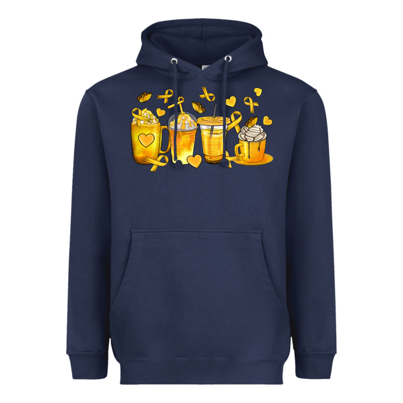 Childhood Cancer Coffee Cups Heavyweight Hoodie by texasbilliewilder | Teevron