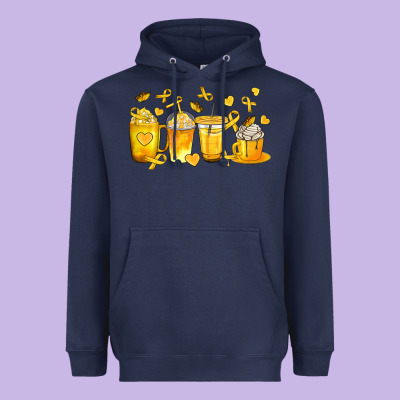Childhood Cancer Coffee Cups Heavyweight Hoodie Designed By Texasbilliewilder