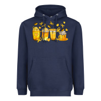 Navy Childhood Cancer Coffee Cups Heavyweight Hoodie - texasbilliewilder