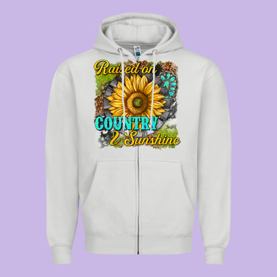 Raised On Country And Sunshine Zipper Hoodie Designed By Texasbilliewilder