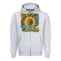 Heather Grey raised on country and sunshine Zipper Hoodie - texasbilliewilder
