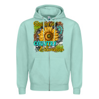 Seafoam raised on country and sunshine Zipper Hoodie - texasbilliewilder