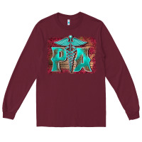Burgundy physician medical symbol assistant nurse background Long Sleeve Tee - BarkalooDesign