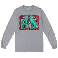 Heather Grey physician medical symbol assistant nurse background Long Sleeve Tee - BarkalooDesign