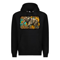 Black western sunflowers elephant Premium Hoodie - LillyAllenDesigns
